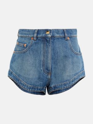 Shorts en jean taille haute Valentino bleu