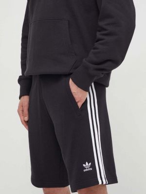 Prugaste pamučne kratke hlače Adidas Originals crna