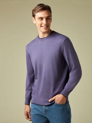 Трикотажный хлопковый свитер с круглым вырезом J. Hart & Bros синий