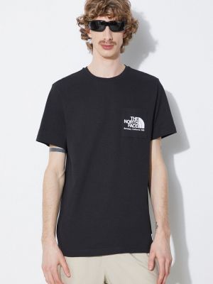 Koszulka bawełniana z nadrukiem z kieszeniami The North Face czarna