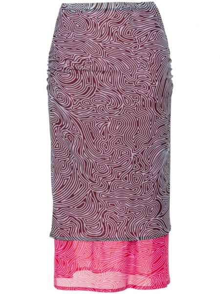 Suknja s printom s apstraktnim uzorkom Dries Van Noten smeđa