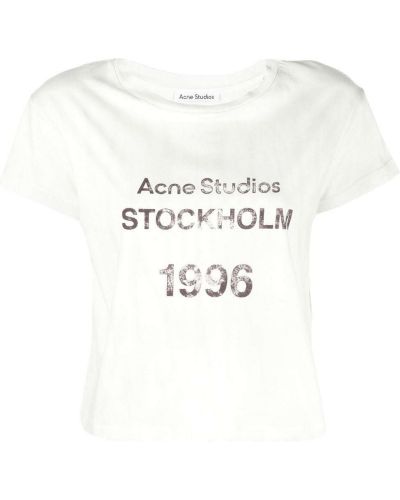 Trykt bomull t-skjorte Acne Studios grønn