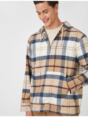 Oversize rūtainas kapučdžemperis ar rāvējslēdzēju Koton