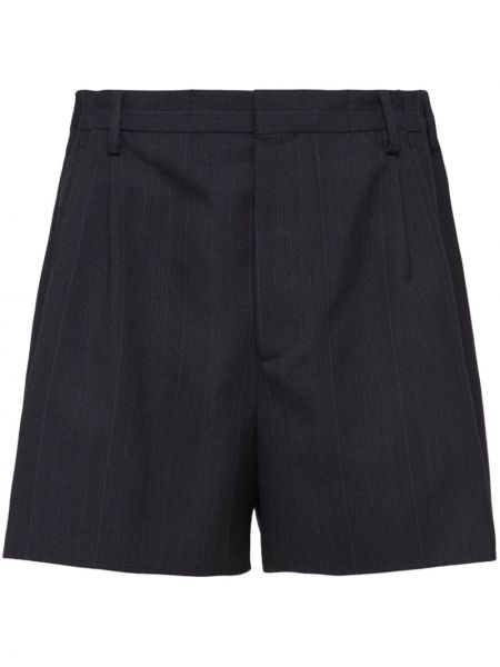 Shorts en laine avec applique Prada bleu