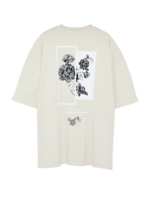 Kokvilnas polo krekls ar ziediem ar apdruku Trendyol