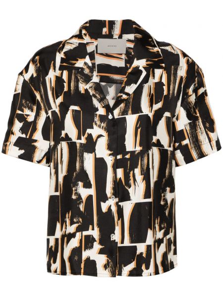 Риза с принт с абстрактен десен Asceno черно
