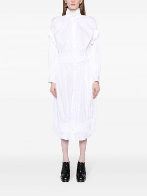 Robe mi-longue en coton à volants Noir Kei Ninomiya