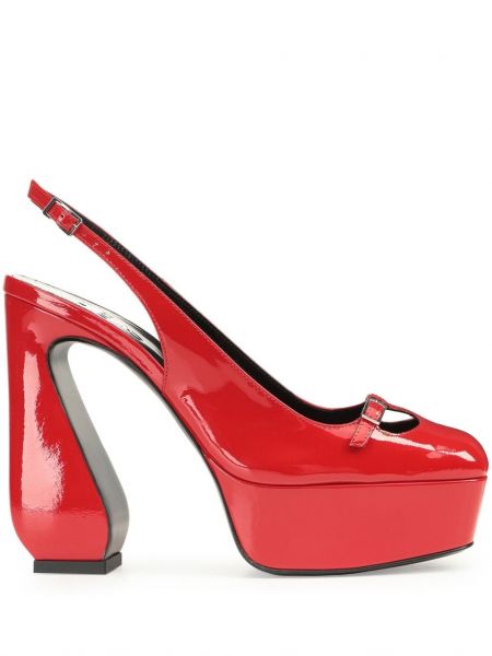 Pantofi cu toc slingback Sergio Rossi roșu