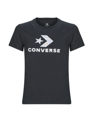 Koszulka w kwiatki z krótkim rękawem w gwiazdy Converse czarna