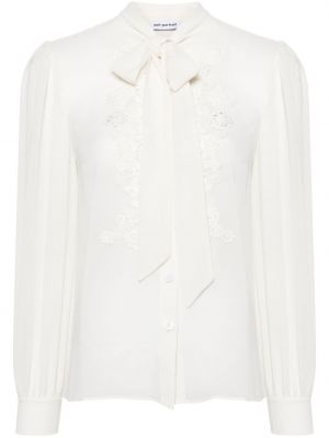 Блуза бродирана от шифон на цветя Self-portrait бяло