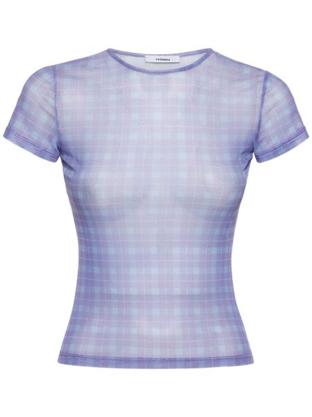 Tricou cu imprimeu plasă Miaou - albastru