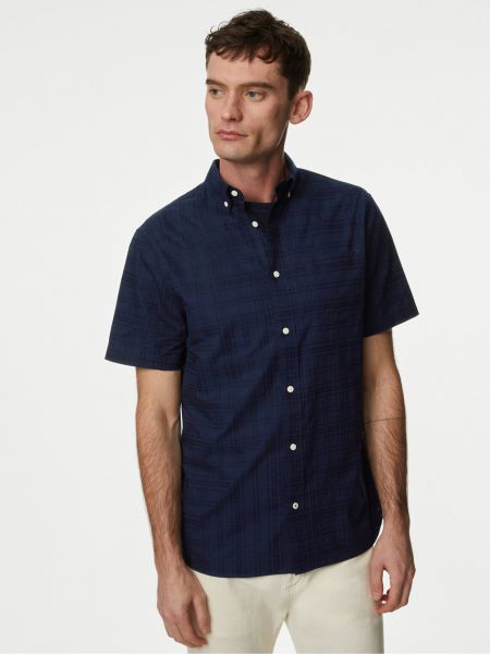 Košile s krátkými rukávy Marks & Spencer modrá