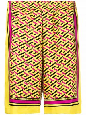 Pantalones cortos deportivos con estampado con estampado geométrico Versace amarillo