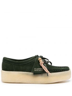 Pantofi oxford din piele de căprioară Clarks verde