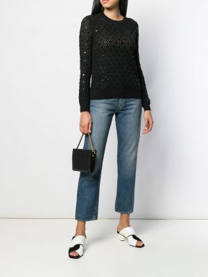 Pull à paillettes en tricot ajouré Louis Vuitton Pre-owned noir