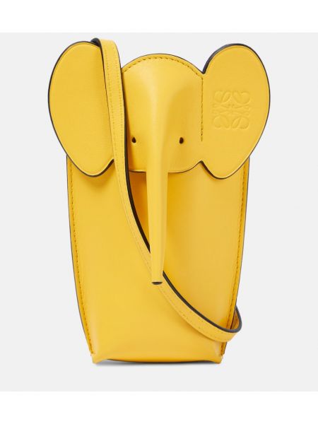 Δερμάτινη τσάντα ώμου με τσέπες Loewe κίτρινο