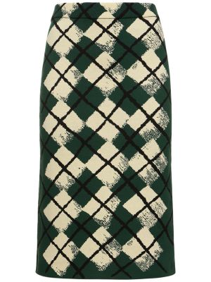 Minigonna di cotone a quadri in maglia Burberry Verde