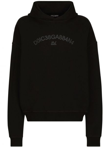 Raštuotas medvilninis džemperis su gobtuvu Dolce & Gabbana juoda