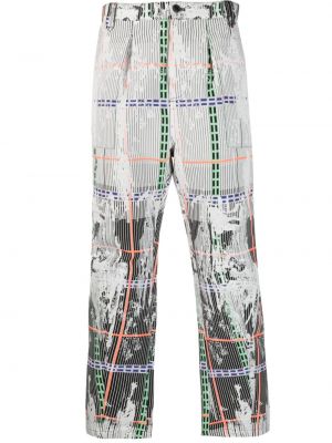 Ravne hlače s potiskom z abstraktnimi vzorci Henrik Vibskov siva