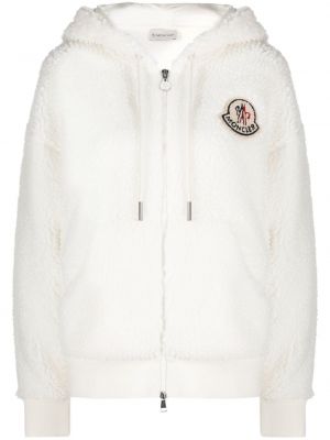 Fleece hoodie mit reißverschluss Moncler weiß