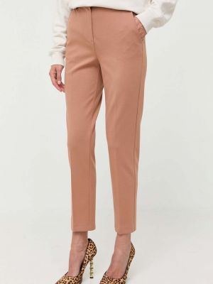 Jednobarevné kalhoty s vysokým pasem Pinko hnědé