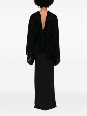 Drapiruotas paltas Yohji Yamamoto juoda