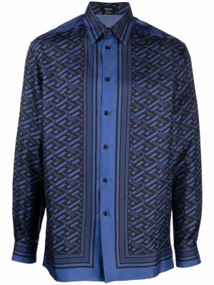 Camisa con estampado con estampado geométrico Versace azul