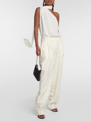 Pantaloni di lana plissettati con motivo a stelle Stella Mccartney bianco