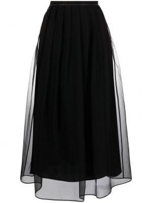 Šifonová midi sukňa Brunello Cucinelli čierna