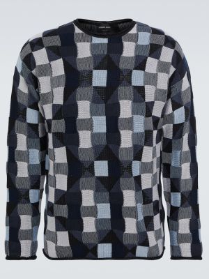 Pamučni svileni džemper od kašmira Giorgio Armani plava