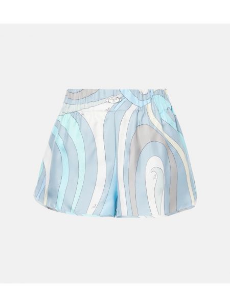 Shorts i silke med print Pucci blå