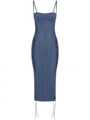 Čipkované šnurovacie koktejlkové šaty Dion Lee modrá