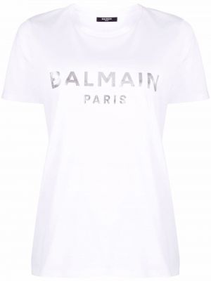 Camiseta con estampado Balmain blanco