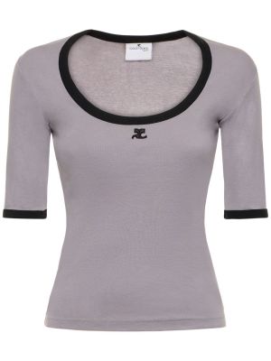 Camiseta de algodón Courrèges gris