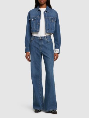 Bavlnená džínsová bunda Moschino modrá