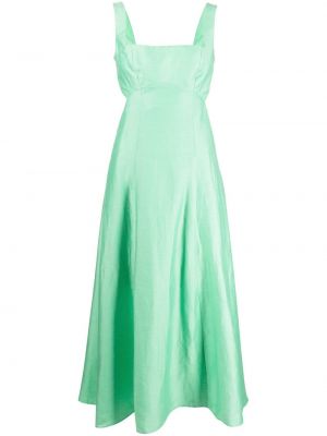 Lniana satynowa sukienka midi Acler zielona