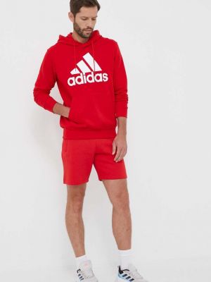 Суичър с качулка с принт Adidas червено