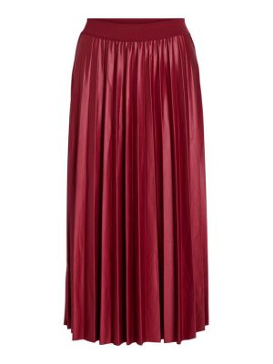 Plisovaná priliehavá midi sukňa Vila červená