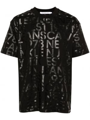 Pamučna majica s printom Calvin Klein crna
