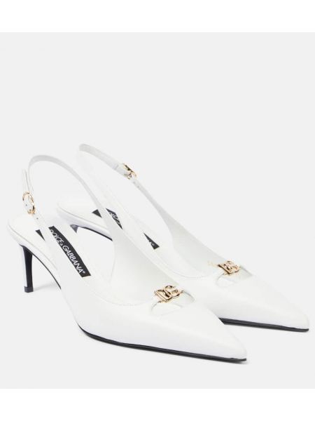 Slingback läder pumpar med remmar Dolce&gabbana vit