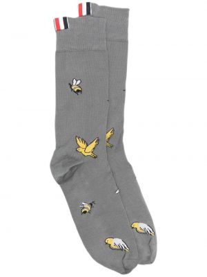 Памучни чорапи с принт Thom Browne сиво