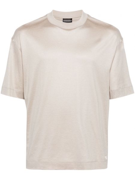 Bavlnené tričko s výšivkou Emporio Armani béžová