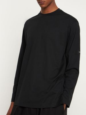 Tricou din bumbac cu mâneci lungi din jerseu Y-3 negru