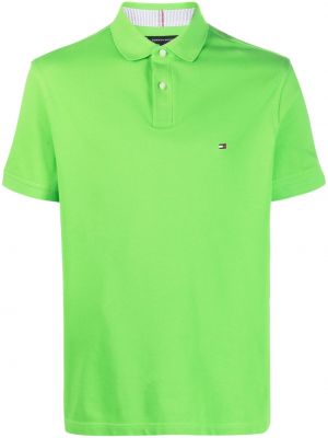 Kokvilnas polo krekls ar izšuvumiem Tommy Hilfiger zaļš
