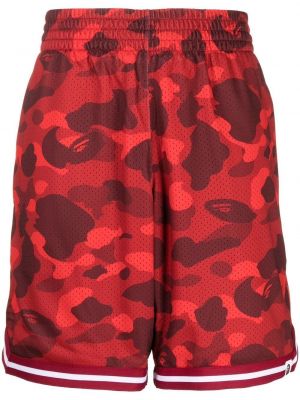 Kamuflažni kratke hlače s potiskom A Bathing Ape® rdeča