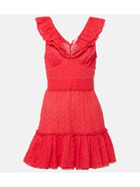 Bavlnené šaty s volánmi Poupette St Barth červená