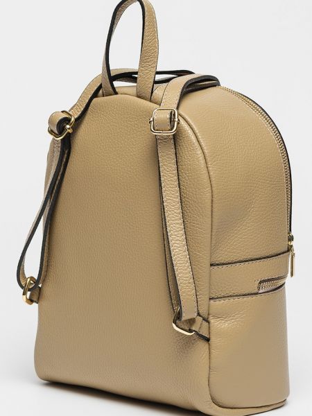 Кожаный рюкзак на молнии с карманами Chiara Canotti бежевый