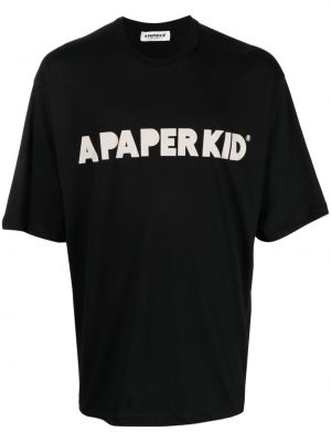 Tricou din bumbac cu imagine A Paper Kid negru