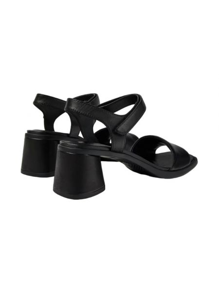 Sandalias de tiras de cuero con tacón elegantes Camper negro