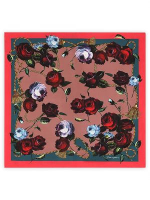 Virágos selyem sál nyomtatás Dolce & Gabbana piros